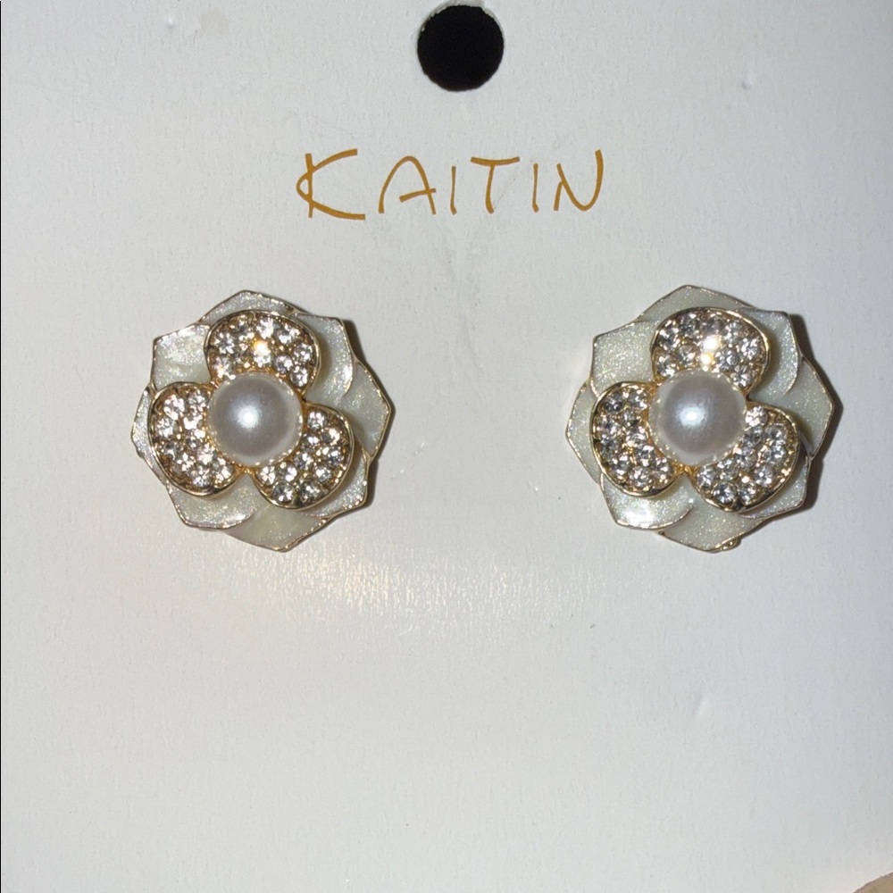 Katin Gold and Cream Pearl Earrings
